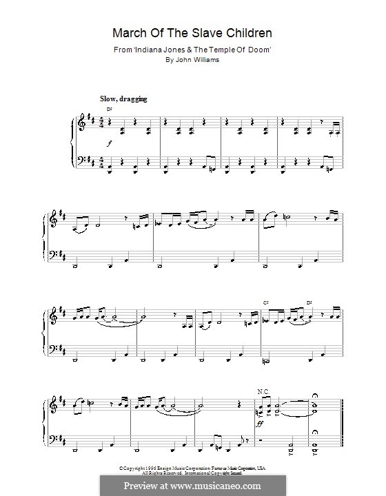 March of the Slave Children (from Indiana Jones and The Temple of Doom): For piano by John Williams