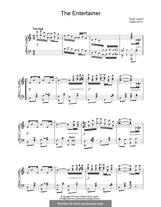 The Entertainer, for Piano: For a single performer by Scott Joplin