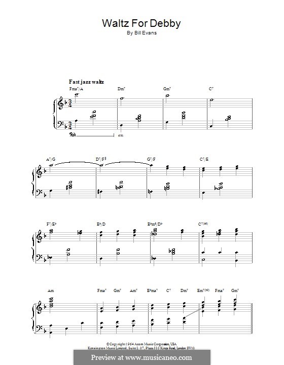 Waltz for Debby by B. Evans - sheet music on MusicaNeo