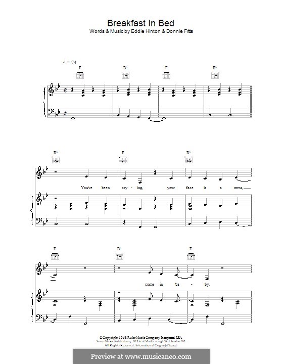 Breakfast in Bed (UB40): For voice and piano (or guitar) by Donnie Fritts, Eddie Hinton