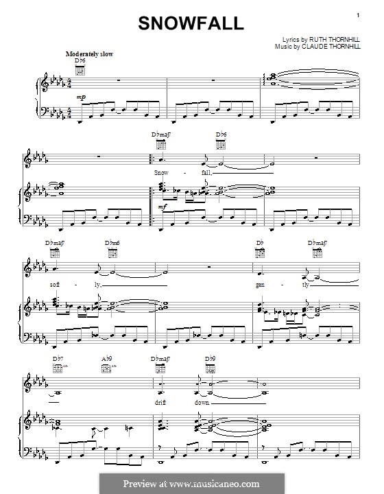 Snowfall (Tony Bennett): For voice and piano (or guitar) by Claude Thornhill, Ruth Thornhill
