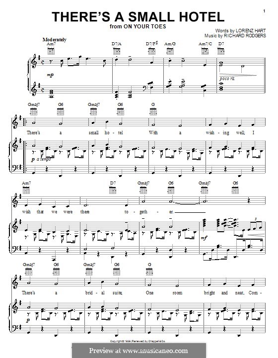 There's a Small Hotel by R. Rodgers - sheet music on MusicaNeo
