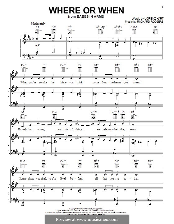 Where Or When (from Babes In Arms): For voice and piano (or guitar) by Richard Rodgers