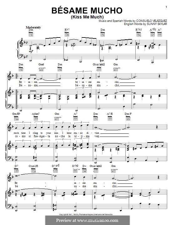 Besame Mucho (Kiss Me Much): For voice and piano or guitar (The Beatles) by Consuelo Velazquez
