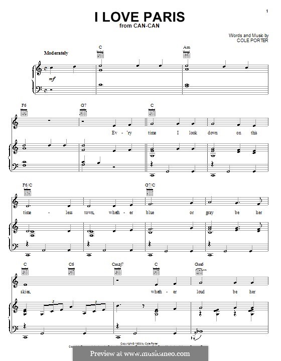 I Love Paris by C. Porter - sheet music on MusicaNeo