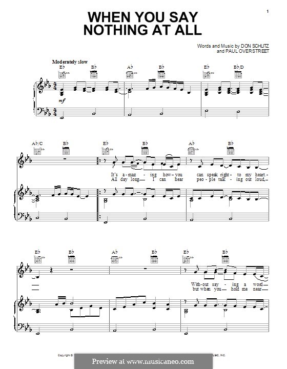 When You Say Nothing at All (Alison Krauss & Union Station): For voice and piano (or guitar) by Don Schlitz, Paul Overstreet