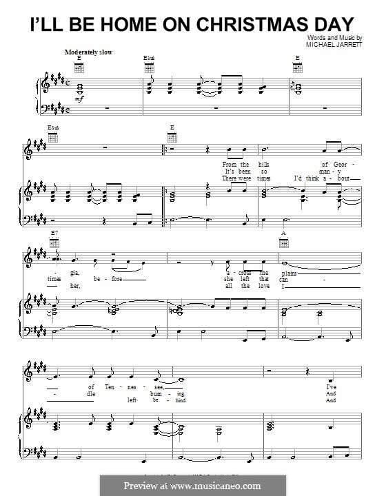 I'll Be Home on Christmas Day (Elvis Presley): For voice and piano (or guitar) by Michael Jarrett
