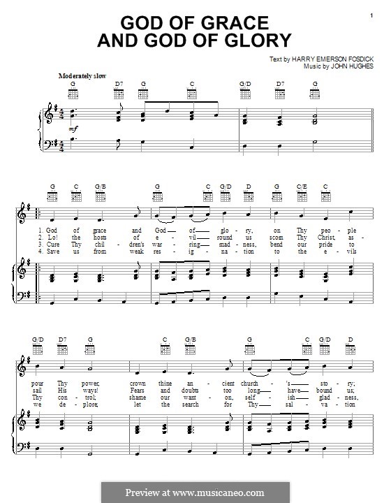 God of Grace and God of Glory: For voice and piano (or guitar) by John Hughes
