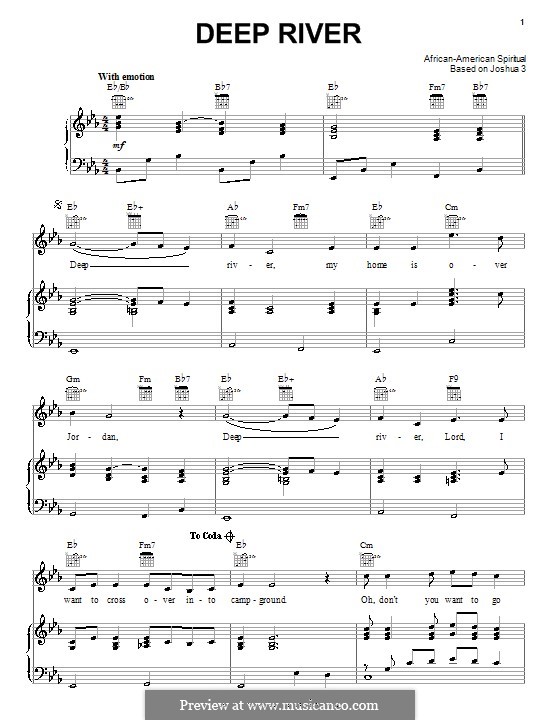 Deep River: For voice and piano (or guitar) by folklore
