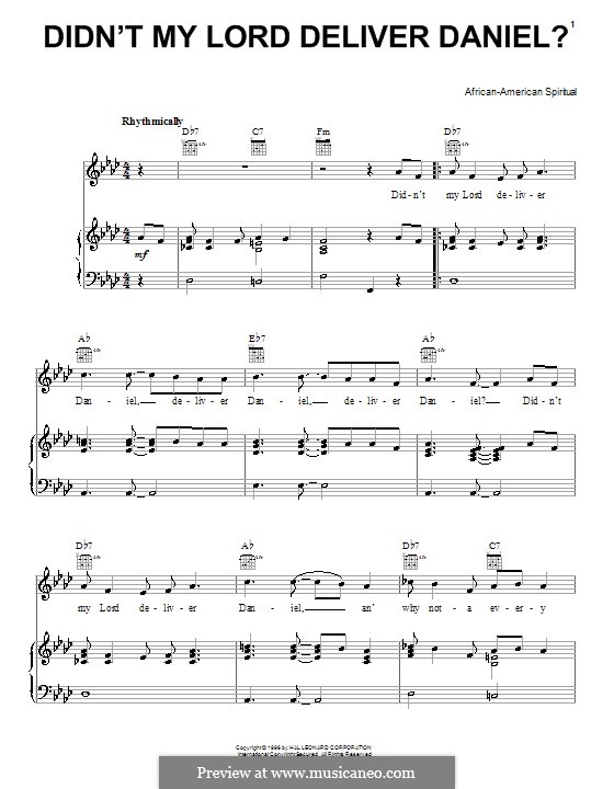 Didn't My Lord Deliver Daniel?: For voice and piano (or guitar) by folklore
