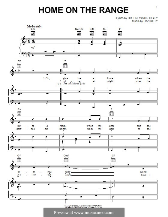Home on the Range: For voice and piano (or guitar) by Daniel E. Kelley