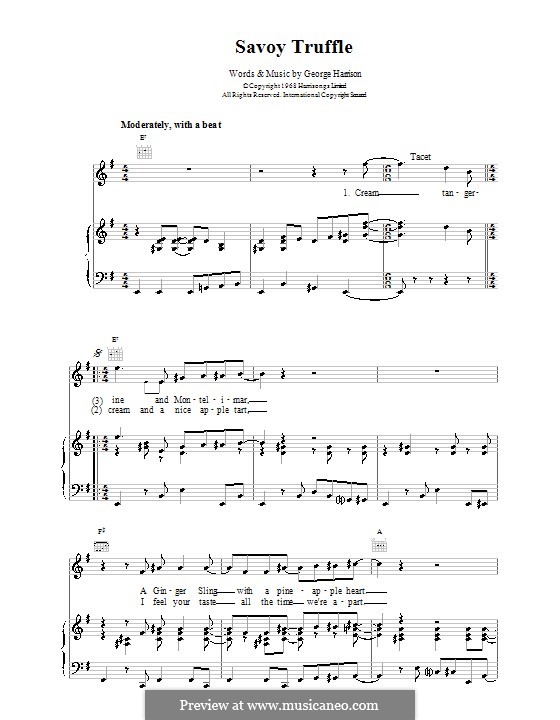 Savoy Truffle (The Beatles): For voice and piano (or guitar) by George Harrison