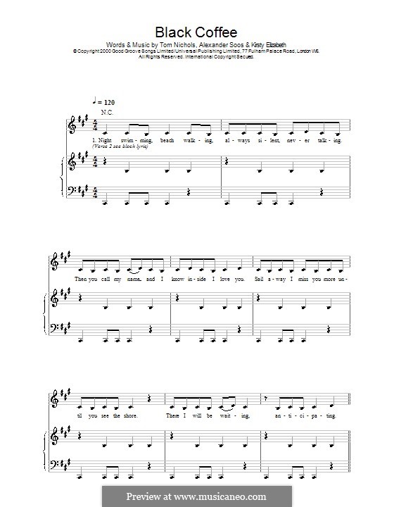 Black Coffee (All Saints): For voice and piano (or guitar) by Alexander Von Soos, Kirsty Elizabeth, Tom Nichols