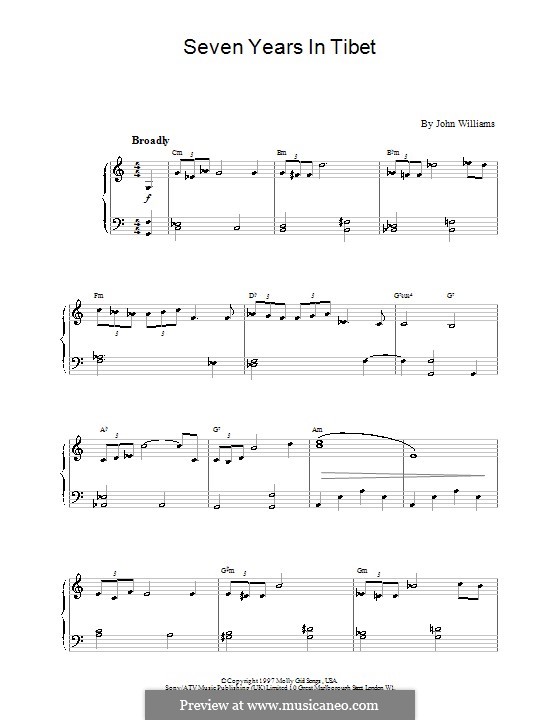 seven years in tibet by j williams sheet music on musicaneo sheet music for seven years