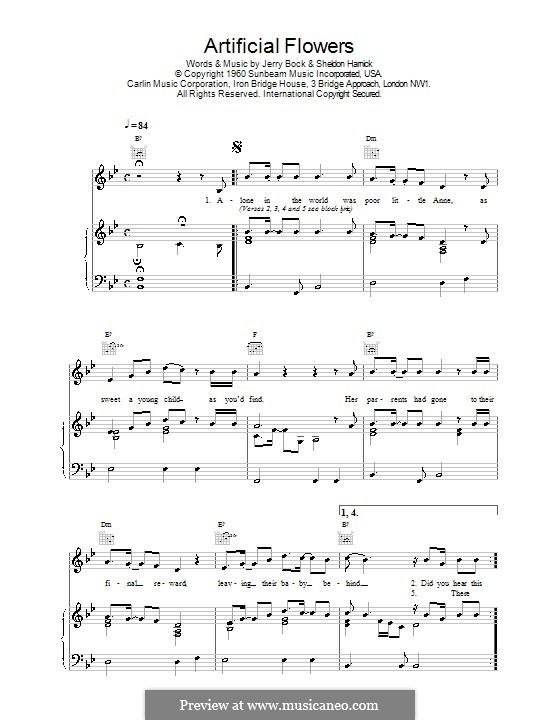 Artificial Flowers (The Beautiful South): For voice and piano (or guitar) by David Rotheray, Paul Heaton
