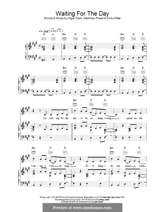 Waiting for the Day (Dodgy): For voice and piano (or guitar) by Andy Miller, Mathew Priest, Nigel Clark
