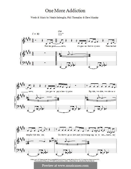 One More Addiction (Natalie Imbruglia): For voice and piano (or guitar) by Dave Munday, Phil Thornalley
