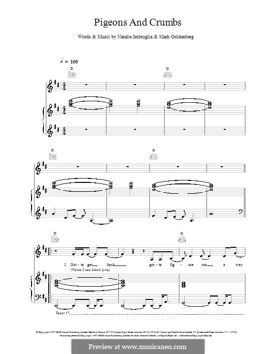 Pigeons and Crumbs: For voice and piano (or guitar) by Mark Goldenberg