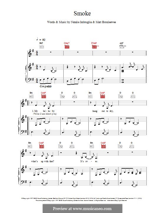 Smoke: For voice and piano (or guitar) by Matt Bronleewe