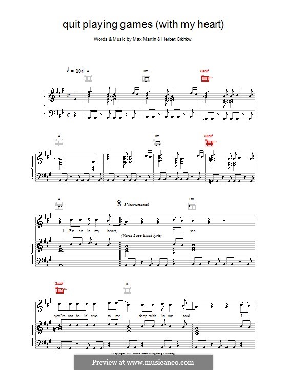 Quit Playing Games With My Heart free sheet music by Backstreet