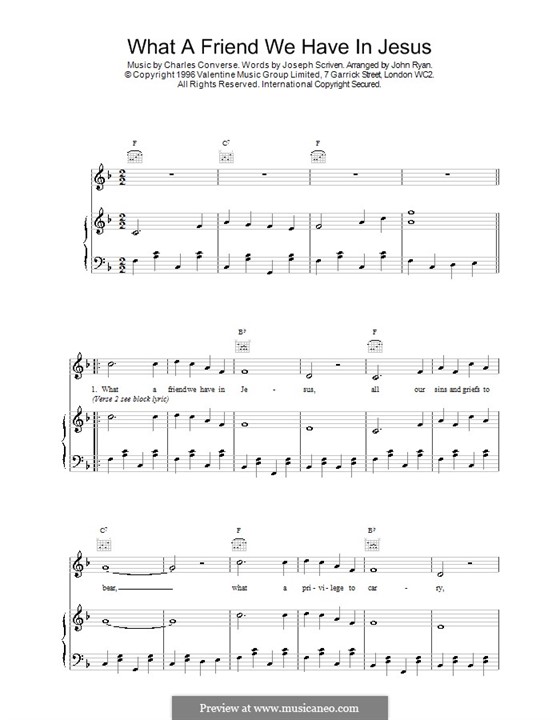 What a Friend We Have in Jesus (Printable): For voice and piano (or guitar) by Charles Crozat Converse