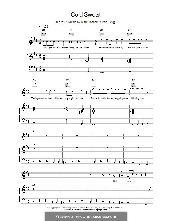 Cold Sweat (Five): For voice and piano (or guitar) by Karl Twigg, Mark Topham