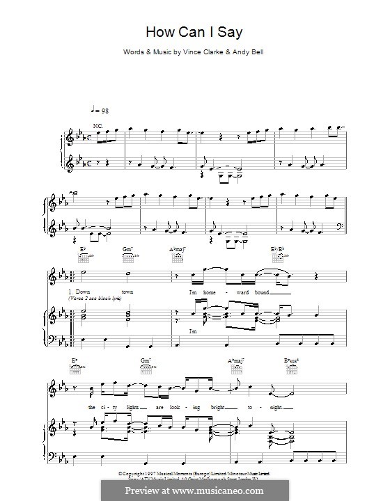 How Can I Say (Erasure): For voice and piano (or guitar) by Andy Bell, Vince Clarke