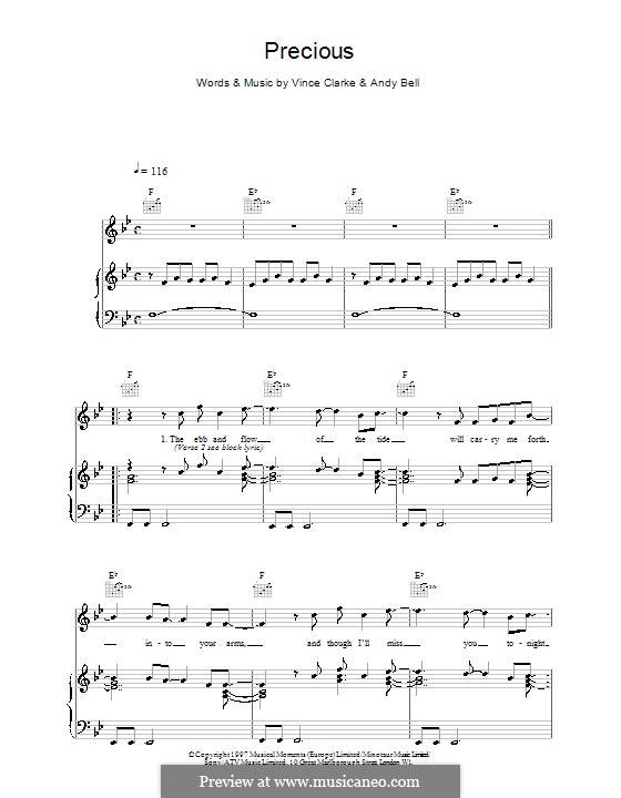 Precious (Erasure): For voice and piano (or guitar) by Andy Bell, Vince Clarke