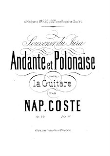 Andante and Polonaise 'Souvenir du Jura', Op.44: For guitar by Napoléon Coste