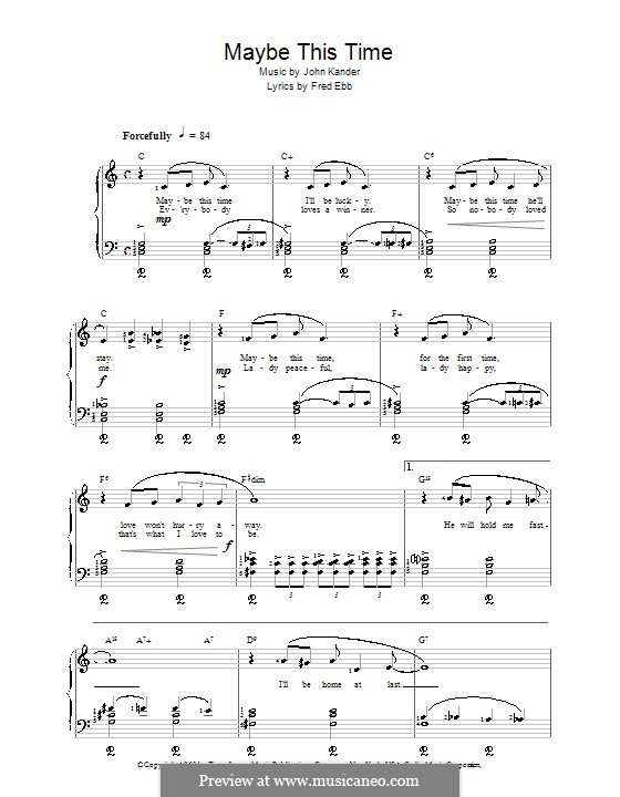 Maybe This Time (from Cabaret): For easy piano by John Kander