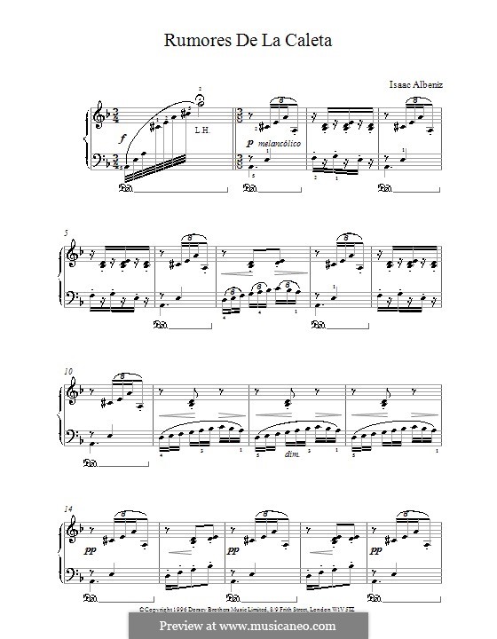 Recuerdos de viaje: No.6 Rumores de la Caleta by Isaac Albéniz