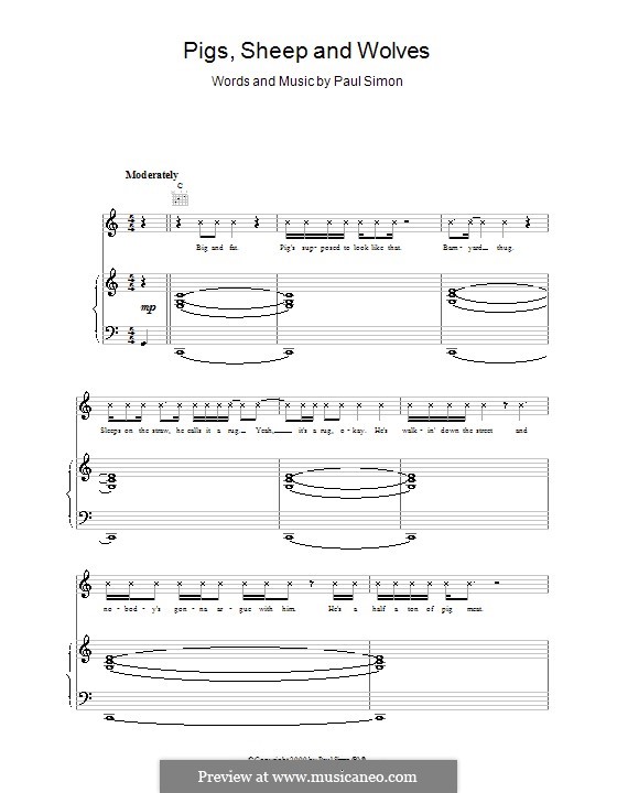 Pigs, Sheep and Wolves: For voice and piano (or guitar) by Paul Simon