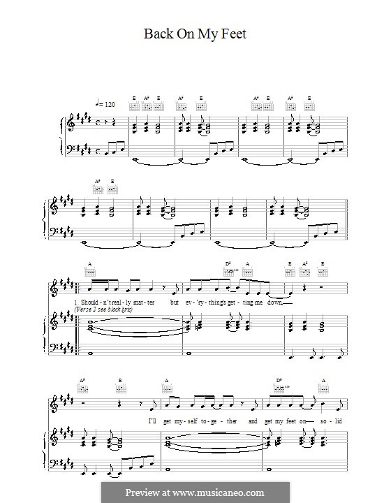 Back on My Feet (Wet Wet Wet): For voice and piano (or guitar) by Graeme Clark, Tom Cunningham, Neil Mitchell