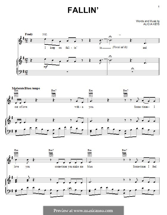 Fallin' by Alicia Keys - sheet music on MusicaNeo