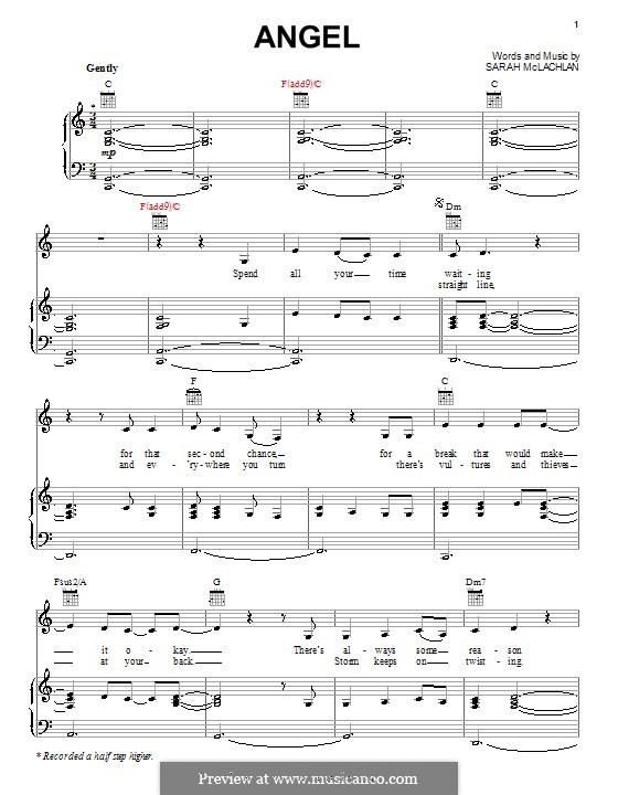 Angel: For voice and piano (or guitar) by Sarah McLachlan