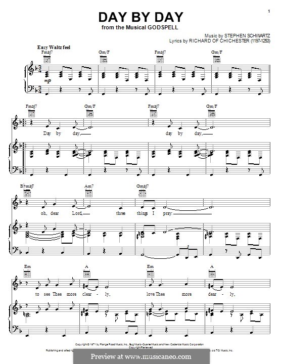 Day By Day by S. Schwartz - sheet music on MusicaNeo