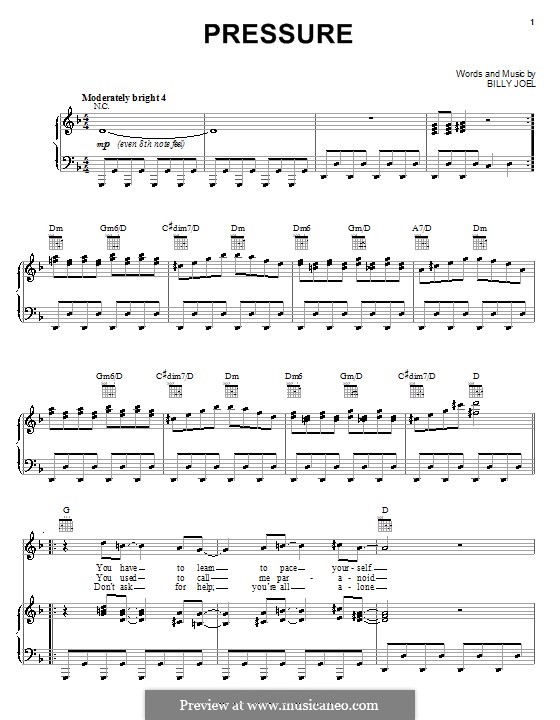 Pressure: For voice and piano (or guitar) by Billy Joel