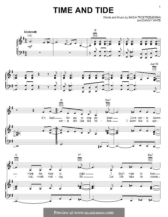 Time and Tide (Basia): For voice and piano (or guitar) by Basia Trzetrzelewska, Danny White