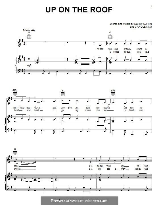 Up on the Roof (The Drifters): For voice and piano (or guitar) by Carole King, Gerry Goffin