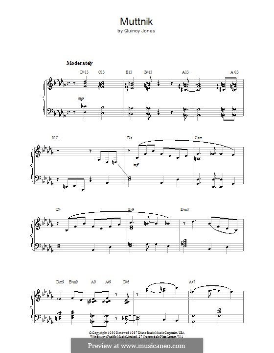 Muttnik: For easy piano by Quincy Jones