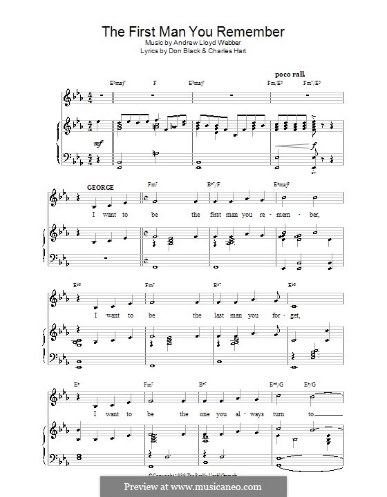The First Man You Remember: Easy piano by Andrew Lloyd Webber