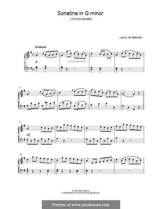 Sonatina in G Major: Movement I by Ludwig van Beethoven