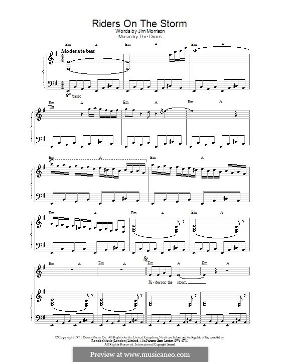Riders On The Storm: For voice and piano (or guitar) by The Doors