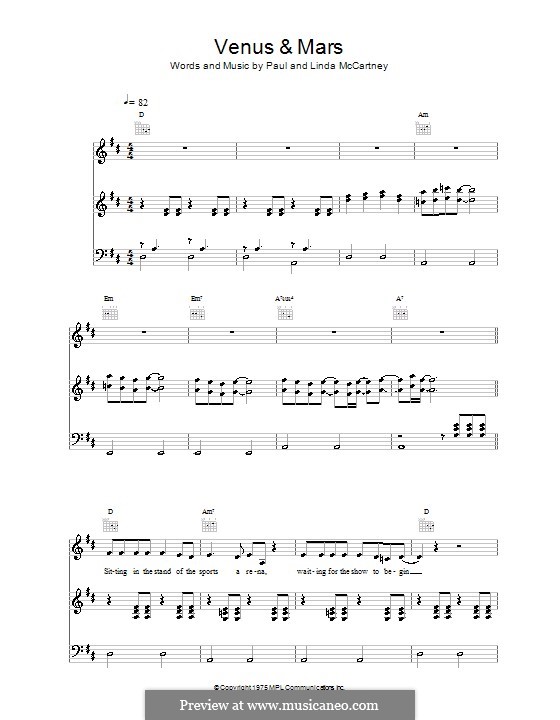 Venus and Mars (Wings): For voice and piano (or guitar) by Linda McCartney, Paul McCartney