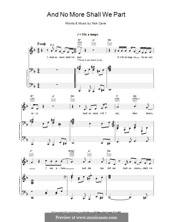 And No More Shall We Part: For voice and piano (or guitar) by Nick Cave