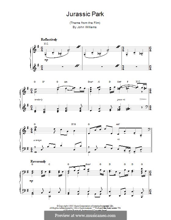 Theme from Jurassic Park: For piano by John Williams