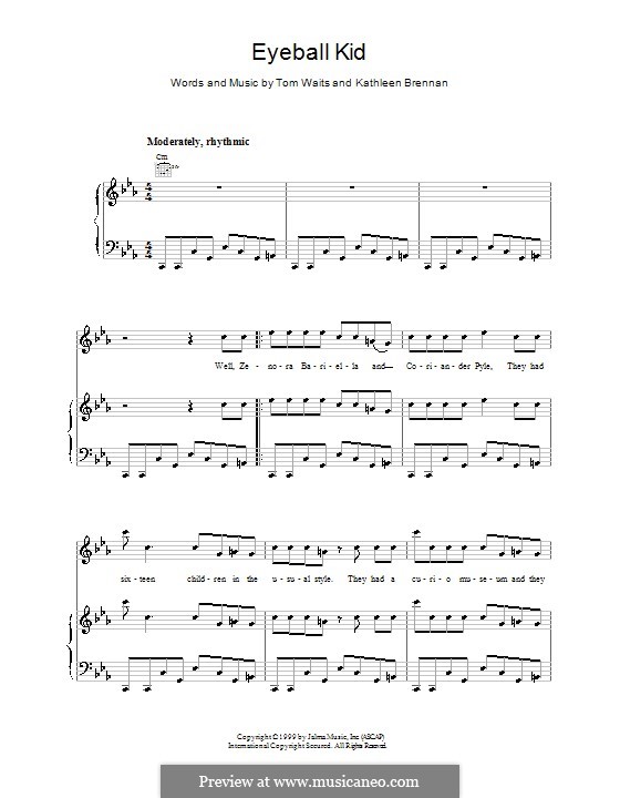 Eyeball Kid: For voice and piano (or guitar) by Kathleen Brennan