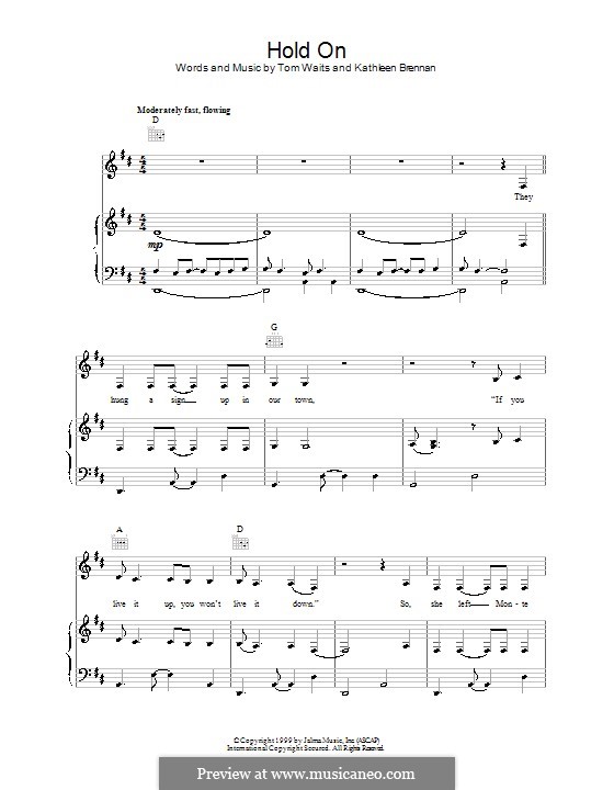 hold on by k brennan t waits sheet music on musicaneo hold on sheet music
