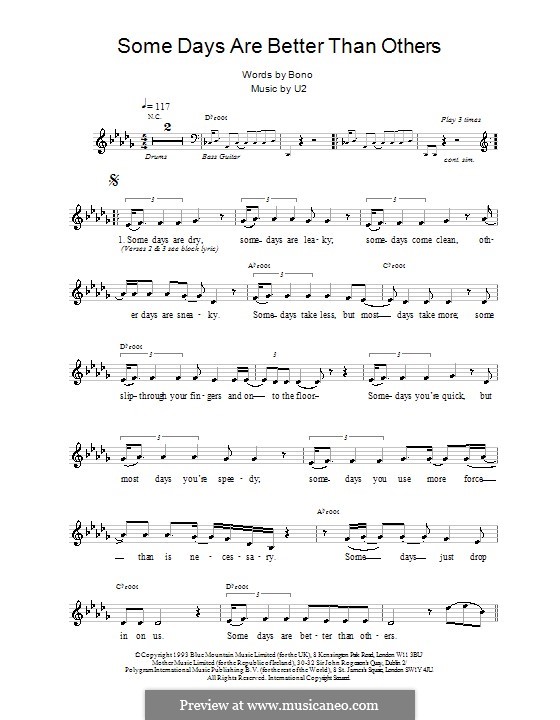 Some Days Are Better Than Others by U2 sheet music on MusicaNeo