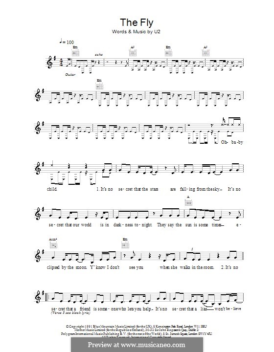 The Fly by U2 sheet music on MusicaNeo